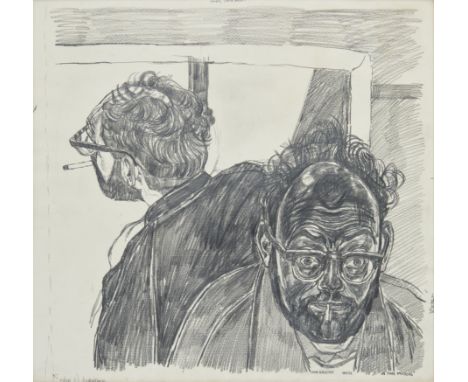 John Bratby RA,&nbsp;British 1928-1992 -&nbsp;In Two Mirrors, 1959;&nbsp;pencil on paper, signed, dated and dated lower right