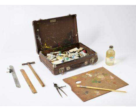 Sir Lawrence Gowing CBE RA,  British 1918-1991 - The artist's painting case and palette;   painting case with various paints 