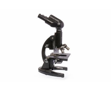 CARL ZEISS 'JENA' MICROSCOPEin black enamel, serial number 280399, with three Carl Zeiss objective lenses '90, 1,25 0,8', '40