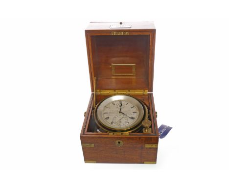 MILITARY ISSUE MARINE CHRONOMETER BY A. JOHANNSEN & CO.no. 7571, the 12cm silvered circular dial with Roman numerals, two sub