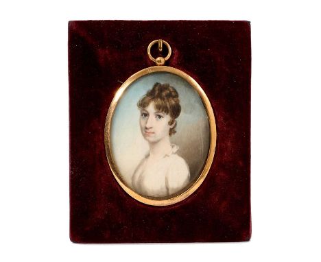 British School, early 19th century portrait miniature on ivory, depicting Mary Robertson of Downie Hills, Near Peterhead, Abe