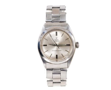 1970s Tudor Oyster Royal stainless steel wristwatch with silvered dial, dagger hands with centre sweep seconds, screw down cr