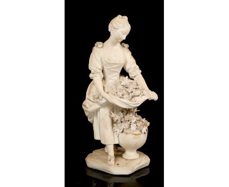 18th century Sèvres biscuit figure of a gardener - La Jardinière au Vase - after Francois Boucher, incised initial to base, 2