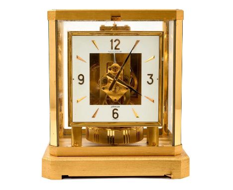 Jaeger-Le Coultre Atmos Model VIII C clock in brushed gilt case 23.5cm high with instructionsGood original condition, does ru