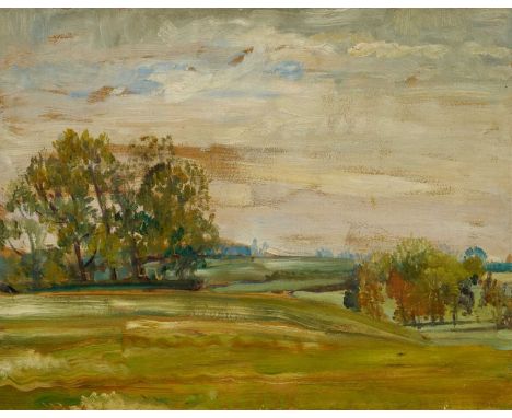 Amy Watt (1900-1956) oil on panel, Sketch - View at Dedham, 31 x 39cm