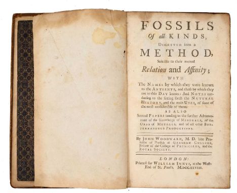 John Woodward - Fossils of all Kinds, 1728 first edition, rare early treatise on fossils in which the author maintains that f