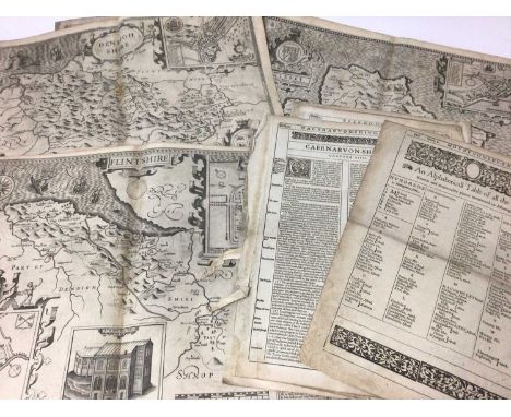 Collection of John Speed Welsh maps, all circa 1627, Anglesey, Denbighshire, Flintshire, Montgomeryshire, Caernarvon, Cardiga