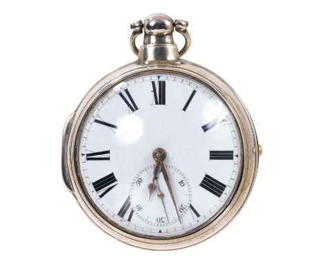 Early 19th century silver open pair-cased pocket watch with fusee movement signed William Murgatroyd, Warley H.M. Birmingham 