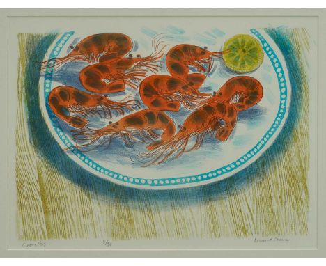 *Bernard Cheese (1925-2013) signed limited edition print - Crevettes, 3/30, 33cm x 43cm in glazed frameGood original conditio