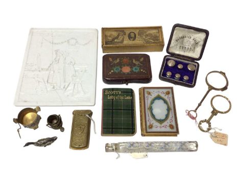 Two 19th century Lornettes, silver model goose, 19th century Eastern cosmetic box and various other works of art