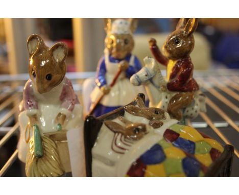 FOUR ROYAL DOULTON BEATRIX POTTER CERAMIC FIGURINES, ALL WITH COPYRIGHT 1970S STAMP, ALL IN GOOD CONDITION: “TALLY HO” DB12, 