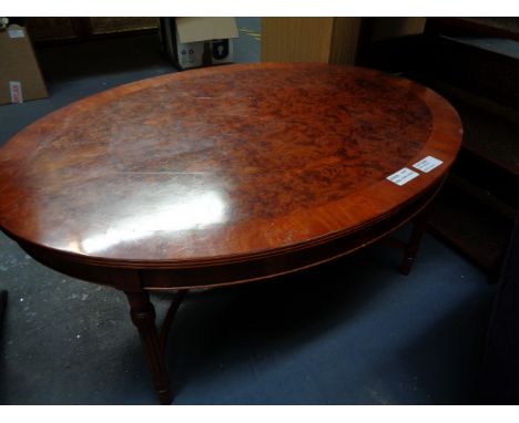 A REGENCY STYLE ELM OVAL COFFEE TABLE AND SHELF UNIT / GRADE: UNCLAIMED PROPERTY (DC5)