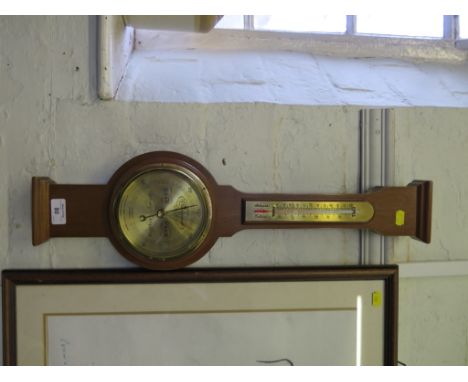 A mahogany and brass banjo barometer by Short & Mason, 62cm high