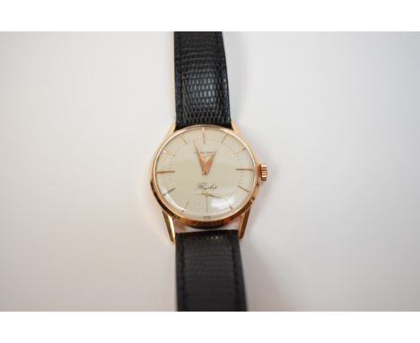 LONGINES: 18k gold cased Longines Flagship gentleman's wristwatch, the baton markers dial with arrow head hands and a subsidi