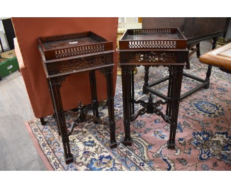 A pair of Chippendale style Jardinière stands ,  70cm x 33cm x 33cm