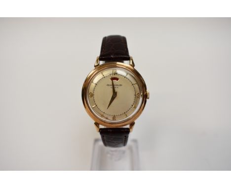 JEAGER-LECOULTRE: A 9ct gold cased Jaeger-LeCoultre "Powermatic" gentleman's automatic wristwatch, the Arabic and arrow head 