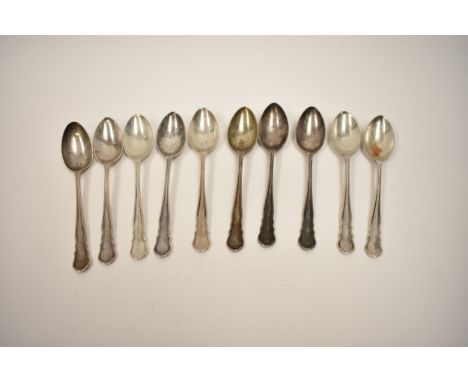 Ten William Hutton &amp; Sons silver teaspoons with shaped handles, Sheffield 1913, 167g
