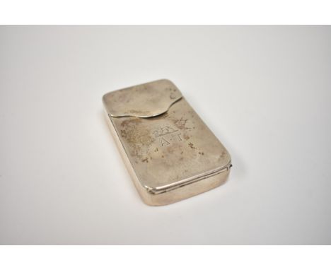 A George Heath silver cigarette case of rectangular pocket form with engraved lion crest over initials A.T, London 1887, 8cm 
