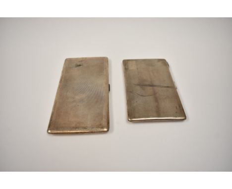 A William Neale silver rectangular cigarette case with engine turned detail, Birmingham 1935, 14.5cm x 8.5cm and an E J Trevi