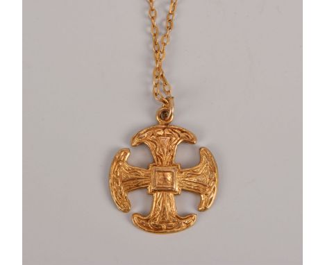A modern 9ct gold pendant, in the form of a Celtic cross, hallmarked, approx 4.5g, presented on a gilt metal chain