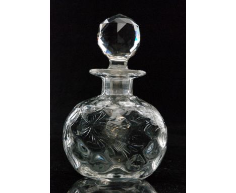 An early 20th Century Thomas Webb & Son scent bottle of spherical form in the rock crystal style, polished intaglio cut with 