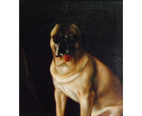 R. DENT (LATE 19TH CENTURY) - A portrait of a bull terrier, oil on canvas, signed and dated 1882, framed, 46cm x 41cm