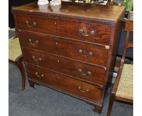 A 19th Century mahogany chest of four graduated long drawers raised to bracket feet, width 93cm.
