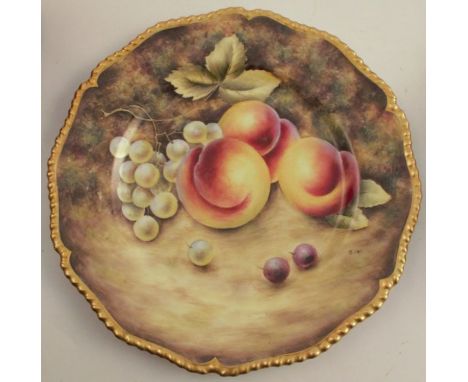 A Royal Worcester plate, decorated with hand painted fruit by Cox, diameter 10.5ins - Good condition
