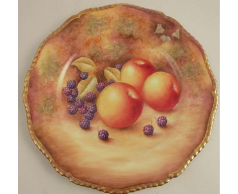 A Royal Worcester plate, decorated with hand painted fruit by Price, diameter 10.5ins - Good condition