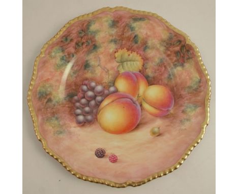 A Royal Worcester plate, decorated with hand painted fruit by Telford, diameter 10.5ins - Good condition