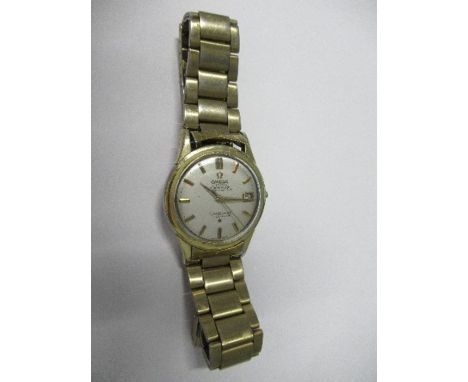Omega Constellation calendar gentleman's wrist watch, the gilt metal case having silvered dial, with second hand sweep and da
