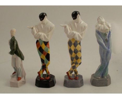 Two Royal Worcester figures, Harlequin, modelled by Doris Lindner, numbered 2868 and 2868/2. height 6.5ins, together with ano
