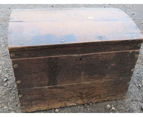 An oak domed top trunk, width 21ins, height 16ins