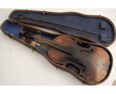 A Duke London violin, length of back excluding button 14ins, with bow, cased