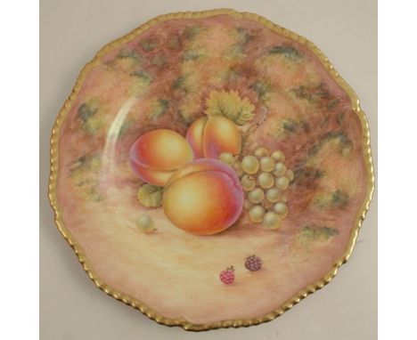 A Royal Worcester plate, decorated with hand painted fruit by Telford, diameter 10.5ins - Good condition