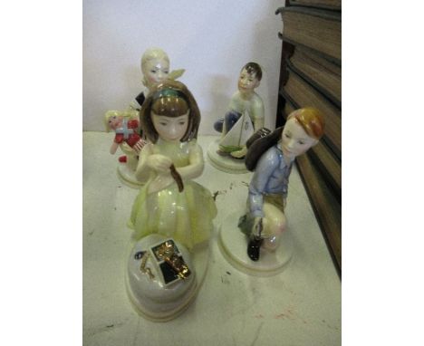 Four Royal Worcester figures from the Neal French Playtime series, Sheriff, Treasure Trove, Poupee, and Master Mariner - all 