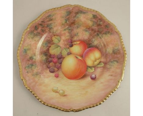 A Royal Worcester plate, decorated with hand painted fruit by Telford, diameter 10.5ins - Good condition