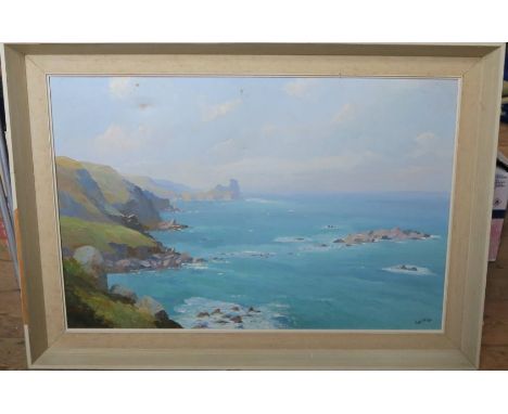 Hugh E Ridge, oil on canvas, coastal scene, 19ins x 29ins, together with R Walters, oil on canvas, poppies, 22ins x 13ins, A 