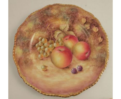 A Royal Worcester plate, decorated with hand painted fruit by Weston, diameter 10.5ins - Good condition