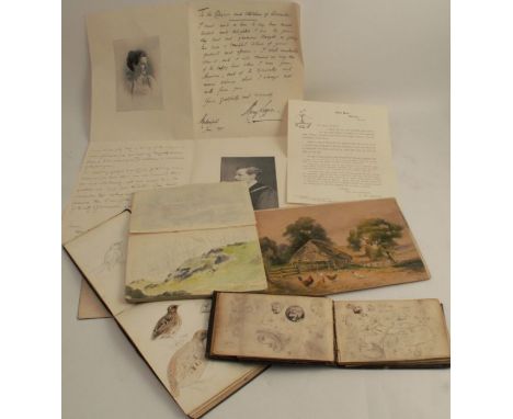 Four small sketchbooks by the Royal Worcester Porcelain artist George Johnson together with a letter from R CW Binns relating