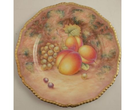 A Royal Worcester plate, decorated with hand painted fruit by Telford, diameter 10.5ins - Good condition