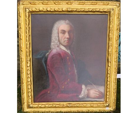 Circle of Louis Michel Van Loo, oil on canvas, 18th century portrait of a man, inscribed Madrid 1742, 29.5ins x 25ins