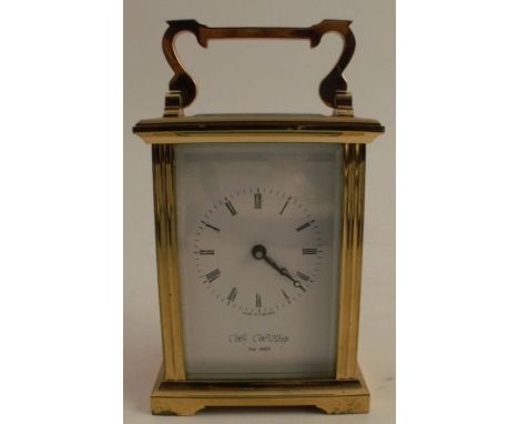 A 20th century brass carriage clock, height including handle 8.75ins