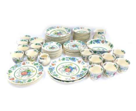 A Masons Ironstone part tea and dinner service, decorated in the Strathmore pattern, to include soup bowls, tea cups and sauc