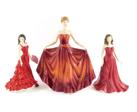 Two Royal Doulton porcelain figures, modelled as Michelle from the Pretty Ladies Collection, 23cm high, January Garnet from t