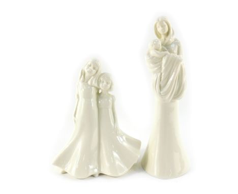 Two Royal Worcester porcelain figures from the Moments Collection, comprising Tender Love, 26cm high, and Friendship, 19cm hi