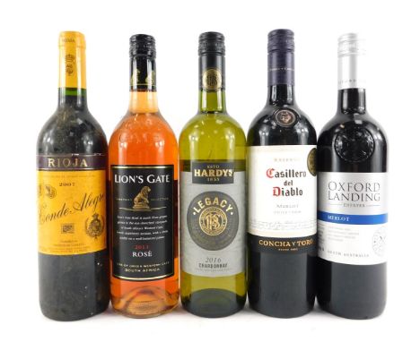 A group of wine, white, red and rose, to include Casillero Del Diablo, etc. (5)