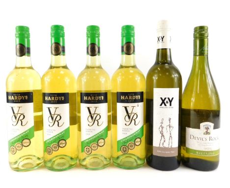 Six bottles of white wine, to include Hardys, X &amp; Y Margaret River, etc.