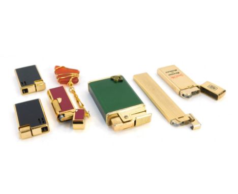 Six assorted pocket lighters, comprising a IPM special filter Benson and Hedges pocket lighter, two Partner half SFR lighters