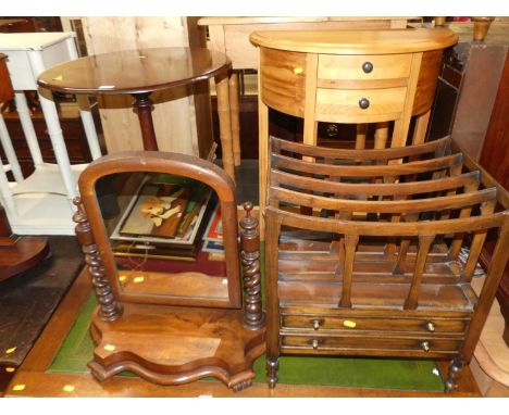 Occasional furniture to include; a 19th century mahogany fixed top circular pedestal tripod occasional table, dia.53cm, toget